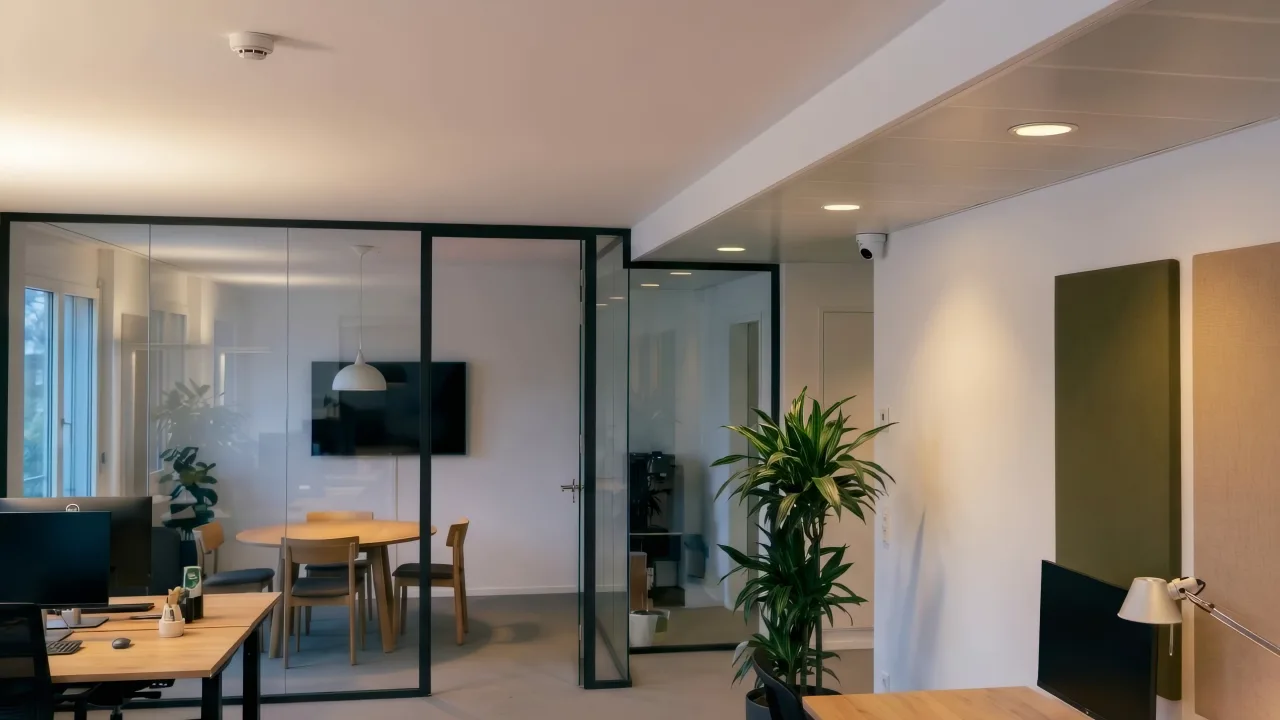 Bürogang mit Deckenkamera